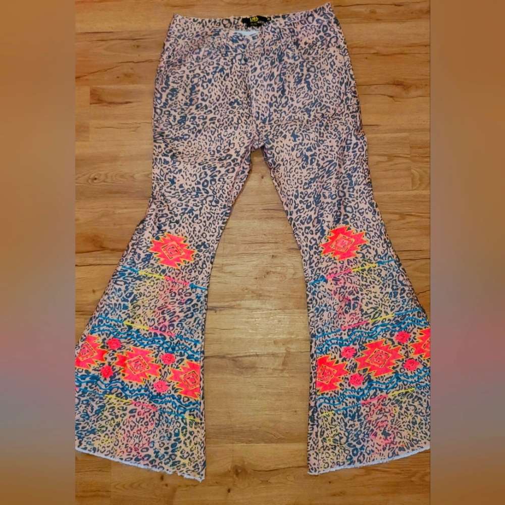 Cheetah print aztec bellbottoms